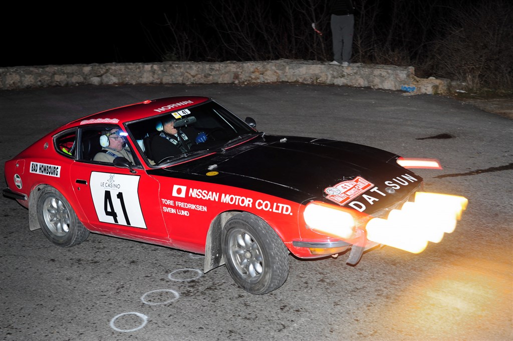 Vinderen af Rallye Monte-Carlo Historique 2010 nordmanden Svein Lund kommer til Munkebjerg Hillclimb i sin Datsun 240 Z